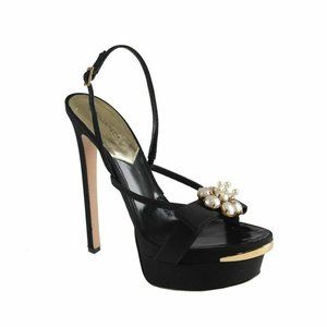 DSQUARED Black and Gold Platform Heels